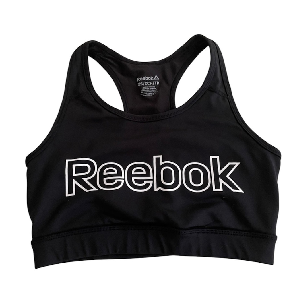 Reebok Racerback Black Poly / Spandex Athletic Comfortable Sports Bra Size XS